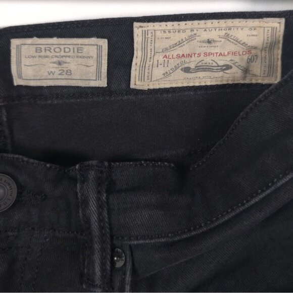 ALL SAINTS SPITALFIELDS BRODIE LOW RISE CROPPED SKINNY Jeans Zip Hem‎ Size W28 - Picture 5 of 16